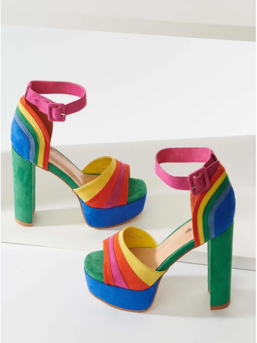 Unique Vintage Rainbow Peep Toe Platform Heels